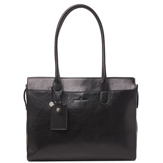 Castelijn & Beerens Ellen Schultertasche Leder 40 cm Laptopfach schwarz