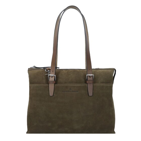 Castelijn & Beerens Nubuck Schultertasche Leder 40 cm Laptopfach