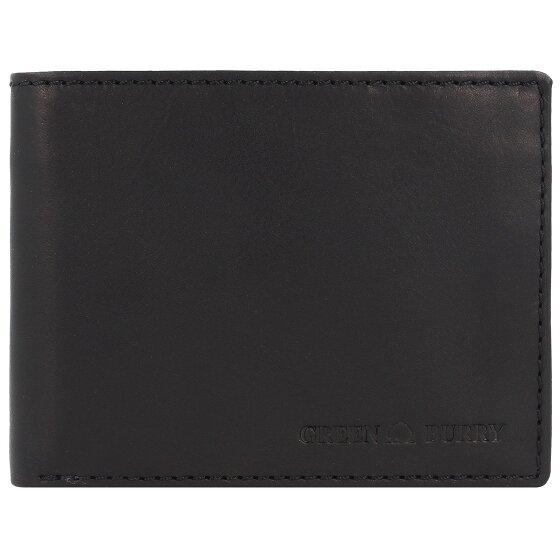 Greenburry Pure Black Geldbörse RFID Schutz Leder 13 cm