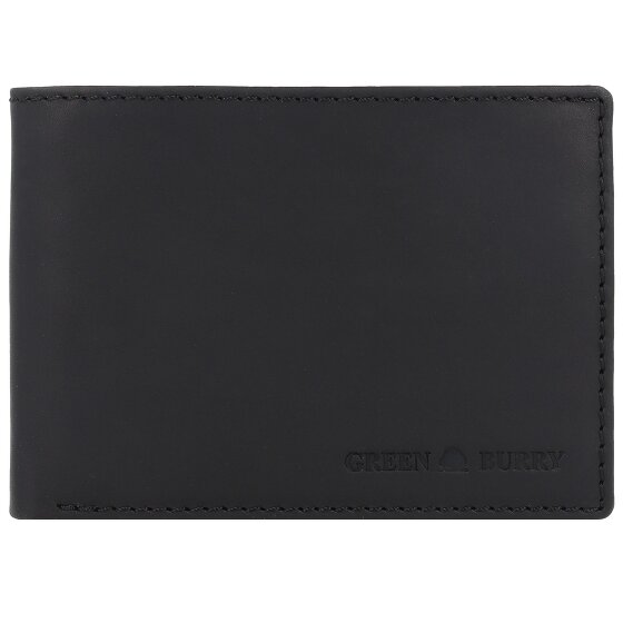 Greenburry Pure Black Geldbörse RFID Schutz Leder 12.5 cm