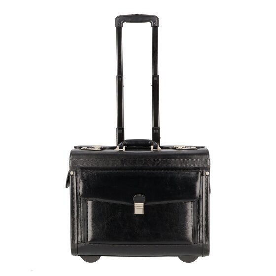 Dermata 2 Rollen Pilotentrolley Leder 39 cm Laptopfach