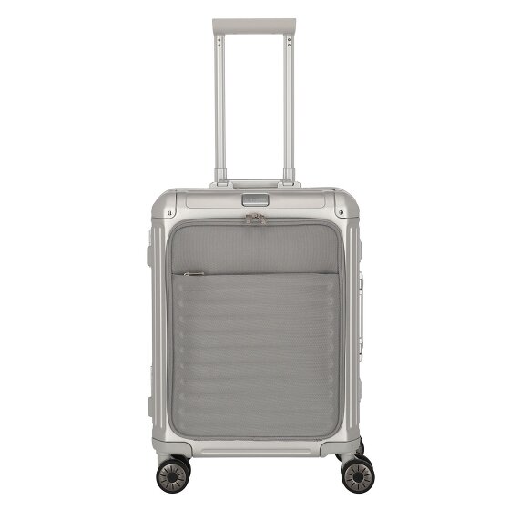 Travelite Next 4-Rollen Kabinentrolley Aluminium 55 cm Laptopfach