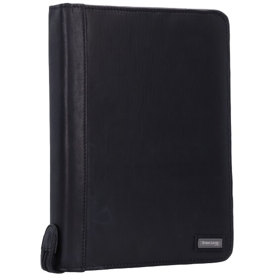 Greenland Nature Black Nappa Ringmappe Leder 33 cm