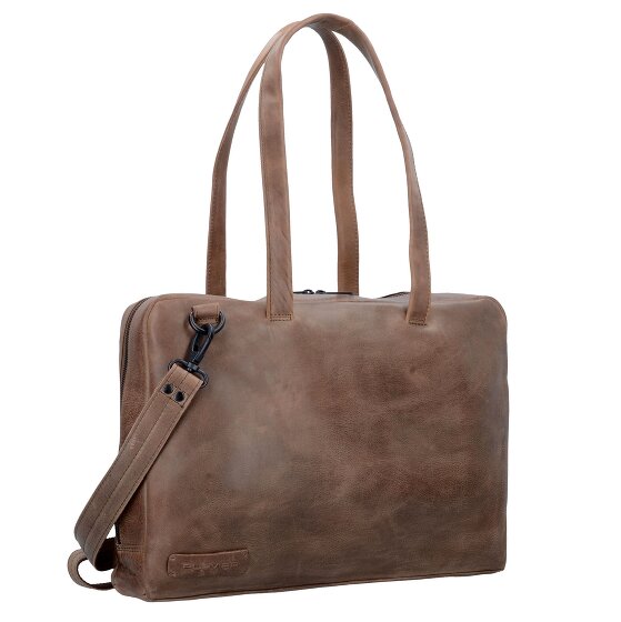 Plevier Pure Schultertasche Leder 43 cm Laptopfach