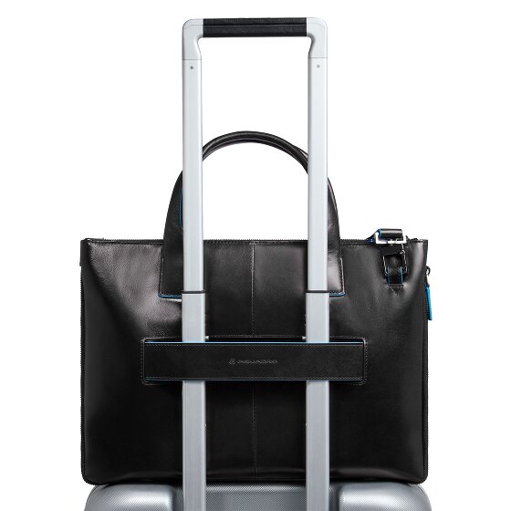 Piquadro Blue Square Shopper Tasche Leder 38 cm Laptopfach mit Dehnfalte