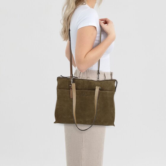 Castelijn & Beerens Nubuck Schultertasche Leder 40 cm Laptopfach