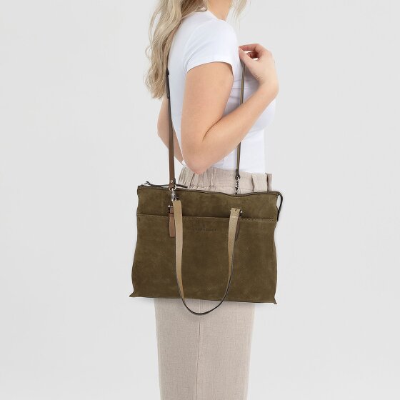 Castelijn & Beerens Nubuck Schultertasche Leder 40 cm Laptopfach