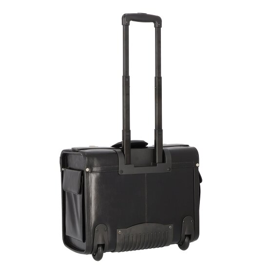Dermata 2 Rollen Pilotentrolley Leder 39 cm Laptopfach