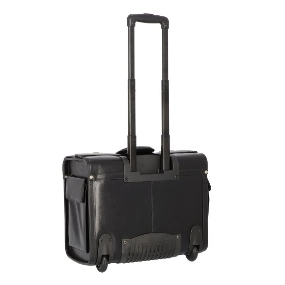 Dermata 2 Rollen Pilotentrolley Leder 39 cm Laptopfach