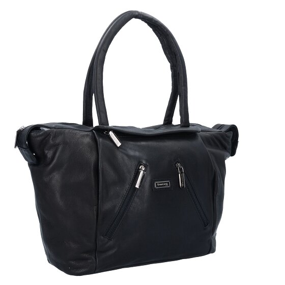 Greenland Nature Black Nappa Shopper Tasche Leder 33 cm