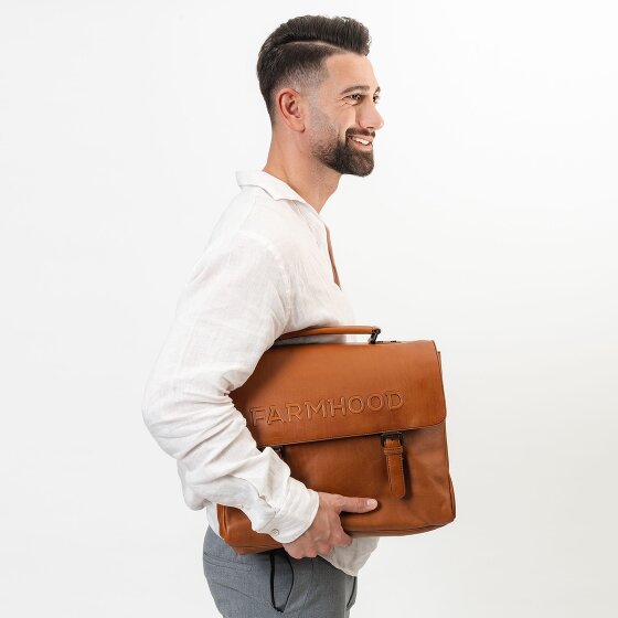 Farmhood Memphis Aktentasche XXL 3 Fächer Leder 39 cm