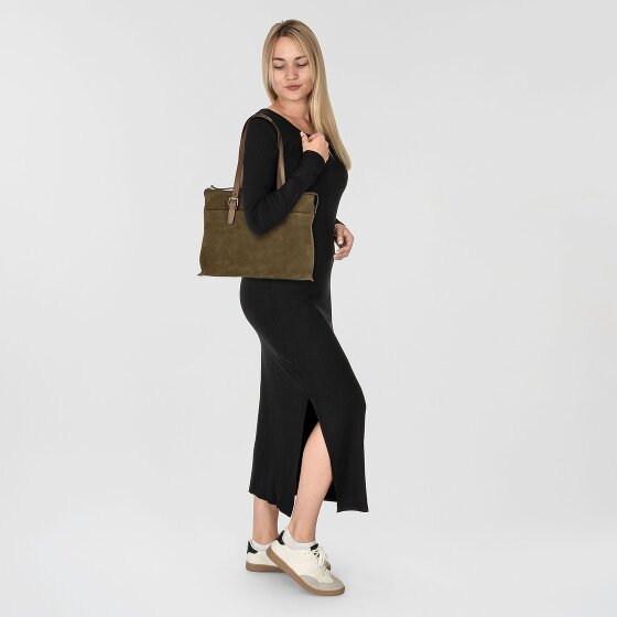 Castelijn & Beerens Nubuck Schultertasche Leder 40 cm Laptopfach