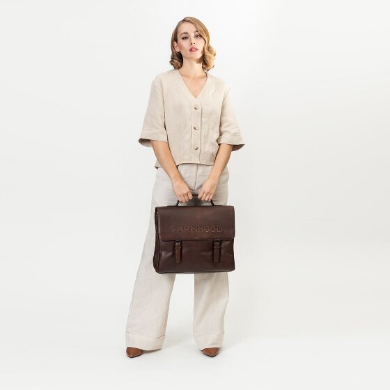 Farmhood Memphis Aktentasche XXL 3 Fächer Leder 39 cm