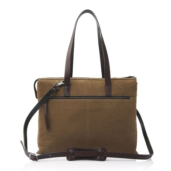 Castelijn & Beerens Nubuck Schultertasche Leder 40 cm Laptopfach