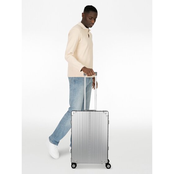 Aleon Traveler 4-Rollen Trolley Aluminium 67 cm mit Kleidersack