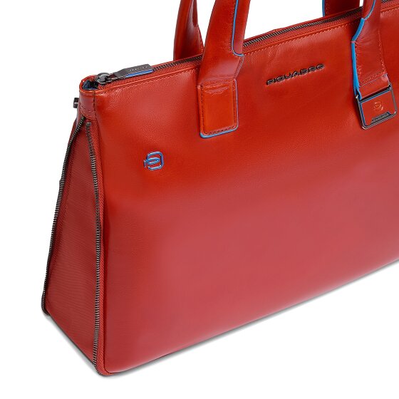 Piquadro Blue Square Shopper Tasche Leder 38 cm Laptopfach mit Dehnfalte