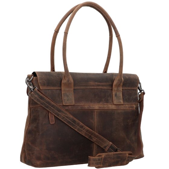 Plevier Retro Lamarr Schultertasche Leder 45 cm Laptopfach