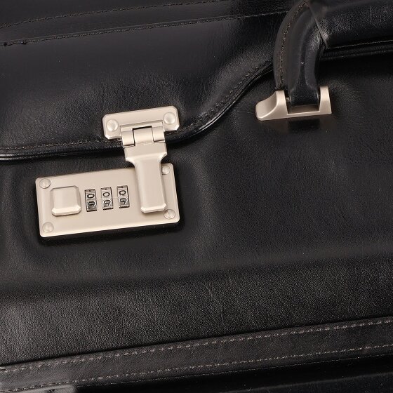 Dermata 2 Rollen Pilotentrolley Leder 39 cm Laptopfach