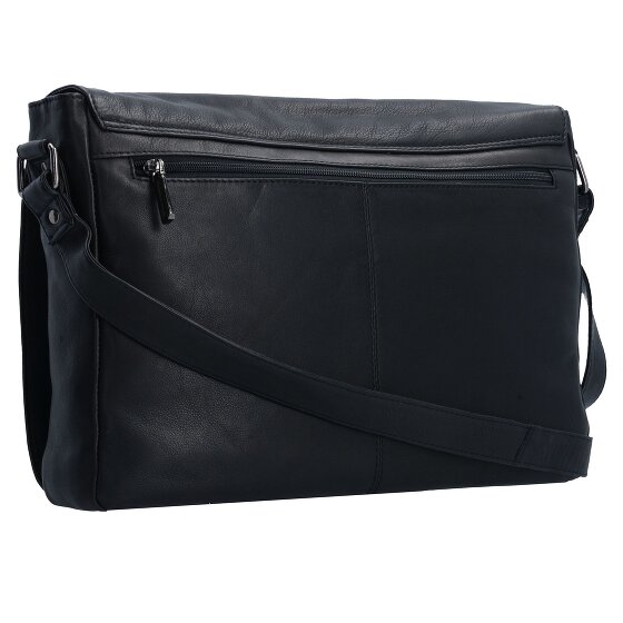 Greenland Nature Black Nappa Messenger Leder 38 cm