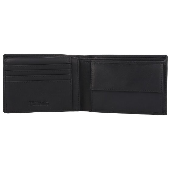 Greenburry Pure Black Geldbörse RFID Schutz Leder 12.5 cm