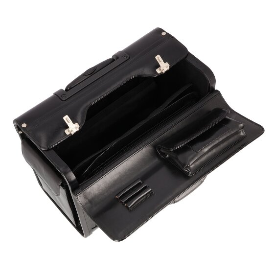 Dermata 2 Rollen Pilotentrolley Leder 39 cm Laptopfach