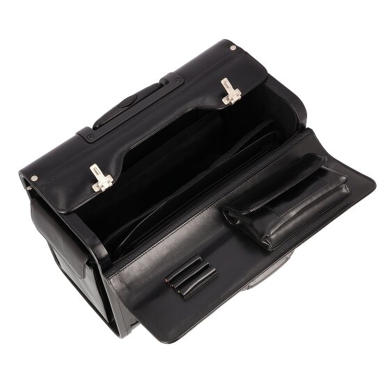 Dermata 2 Rollen Pilotentrolley Leder 39 cm Laptopfach