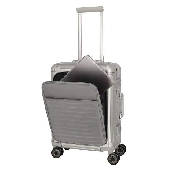 Travelite Next 4-Rollen Kabinentrolley Aluminium 55 cm Laptopfach