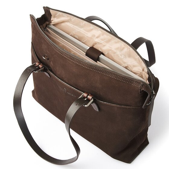 Castelijn & Beerens Nubuck Schultertasche Leder 40 cm Laptopfach