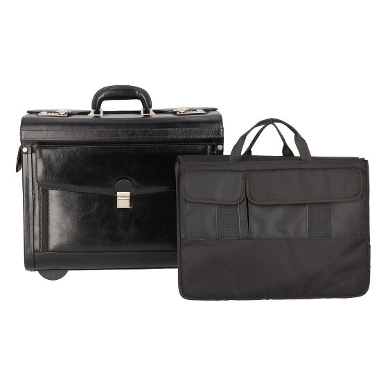 Dermata 2 Rollen Pilotentrolley Leder 39 cm Laptopfach