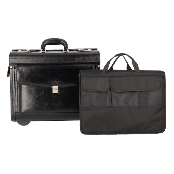 Dermata 2 Rollen Pilotentrolley Leder 39 cm Laptopfach