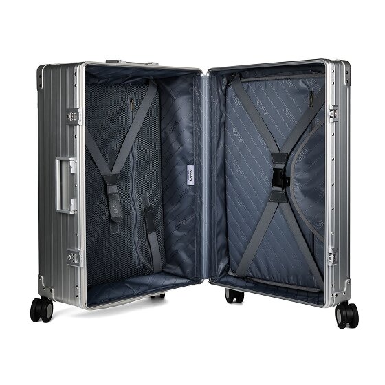 Aleon Traveler 4-Rollen Trolley Aluminium 67 cm mit Kleidersack